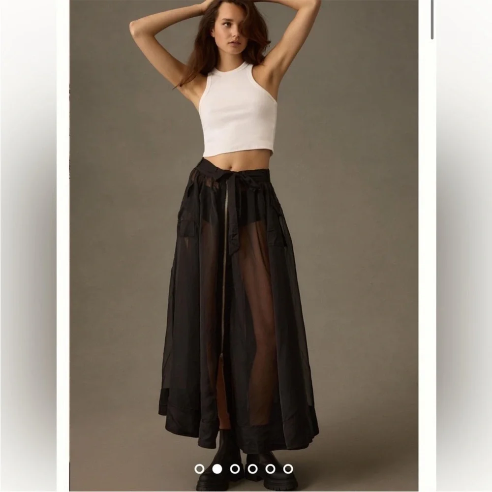 Anthropologie Sheer Parachute Maxi Skirt Size 6 | NWT